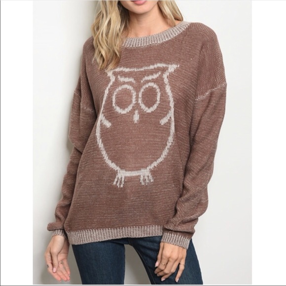 Sweaters - SUnDay SALE🔥 Mauve Owl Print Sweater